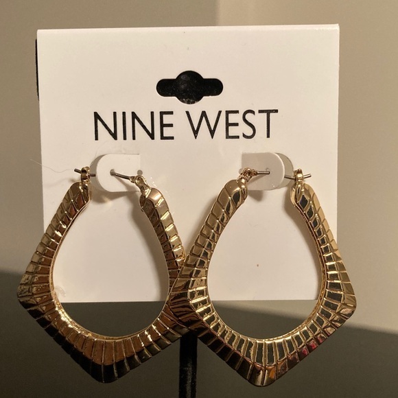 Nine West Gold Textured Hoop Earrings